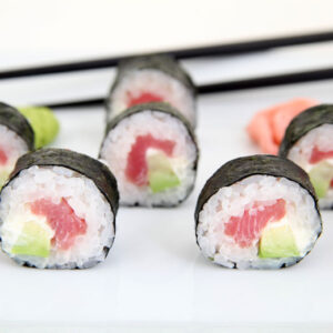 Hosomaki Medley Tray: A delightful mix of cucumber, avocado, and tuna hosomaki. (For 5 People)