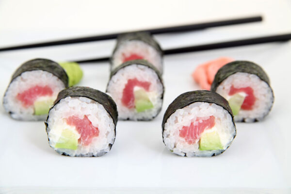 Hosomaki Medley Tray: A delightful mix of cucumber, avocado, and tuna hosomaki. (For 5 People)