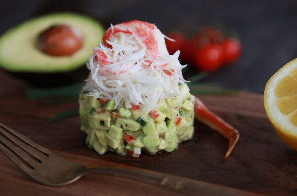 Crab Salad Tray: A refreshing blend of crab, cucumber, and mayo, perfect for light bites.