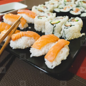 Nigiri Nook Tray: Assortment of pristine seafood delicacies atop seasoned sushi rice. (For 5 People)