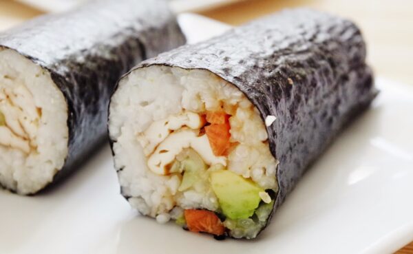 California Roll Tray: Avocado, cucumber, crab, and flying fish roe wrapped in a nori roll. (For 5 People)