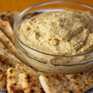 Plate of Creamy Hummus and Fresh Pita (Feeds 10)